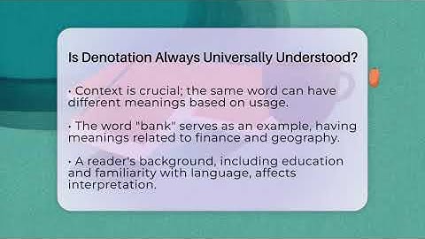 Is Denotation Always Universally Understood? - The Prose Path