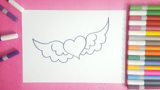 كيفية رسم القلب الطائر | كيفية رسم القلب How to draw a heart with wings