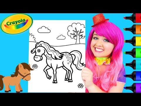 coloring-cute-horse-crayola-coloring-page-prismacolor-paint-markers-|-kimmi-the-clown