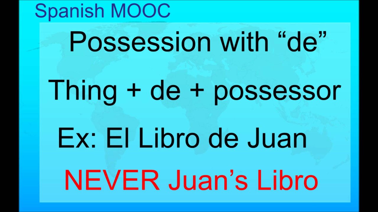 Translating Possession In Spanish Worksheet