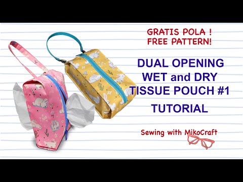 Tissue Pouch with Dual Zipper #1, WET and DRY Wipes Pouch DIY - Tutorial Cover Tisu Basah dan Kering