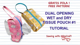 Tissue Pouch with Dual Zipper #1, WET and DRY Wipes Pouch DIY - Tutorial Cover Tisu Basah dan Kering