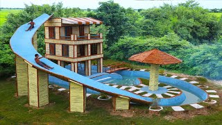 Our Summer Holiday 150 Days Build 2M Dollars Bamboo Resort With Flyover Water Slide Into Pool