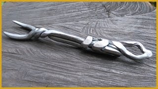 Forging a camping / BBQ fork with doubled knot handle