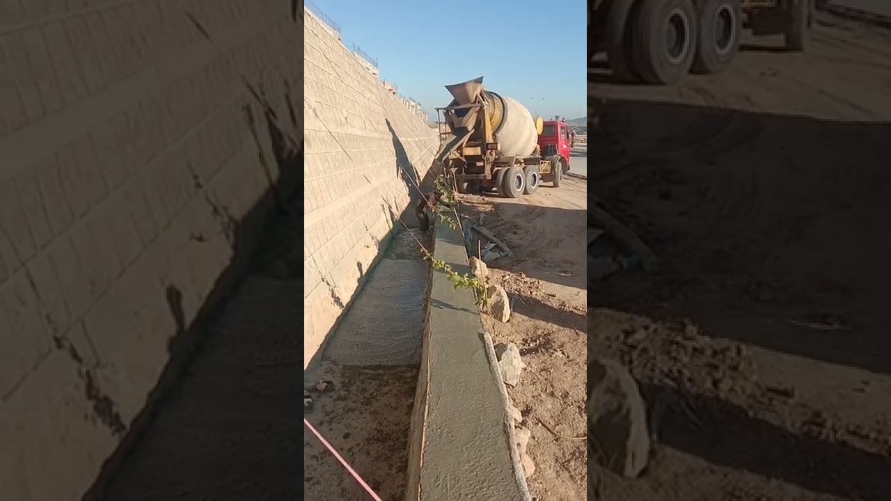 Pouring of concrete couping and PCC for stone masonry drain