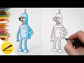 How to draw Bender from The Futurama step by step - Draw animation characters