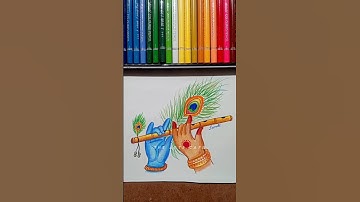 Radha Krishna hand drawing with Bansuri❤️😍|| Radha Krishna drawing|| #shorts