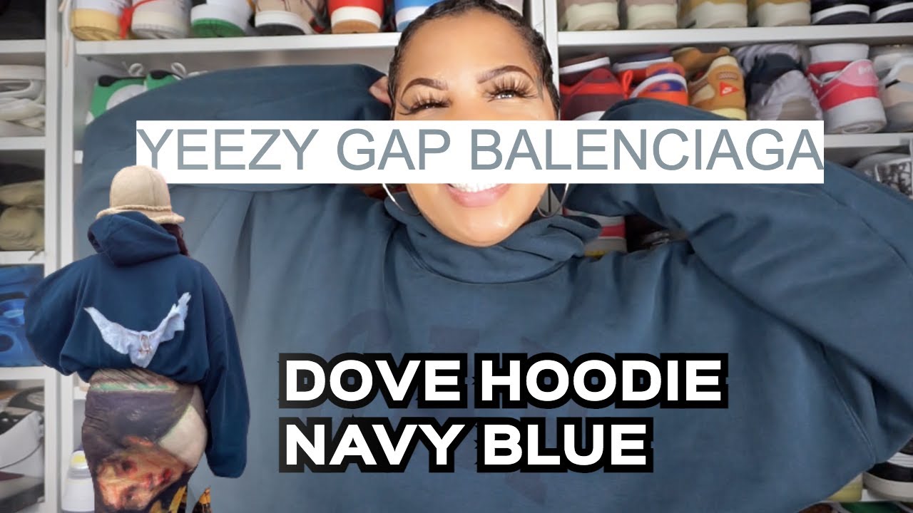 YEEZY GAP Dove Shrunken Hoodie Dark Blue