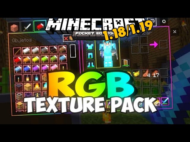 Animated RGB XP Bar + Hotbar + Inventory GUI for MC Bedrock