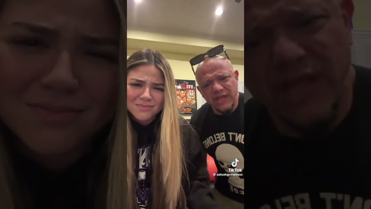 Unmasked REY MYSTERIO doing a TikTok with his daughter, Aalyah