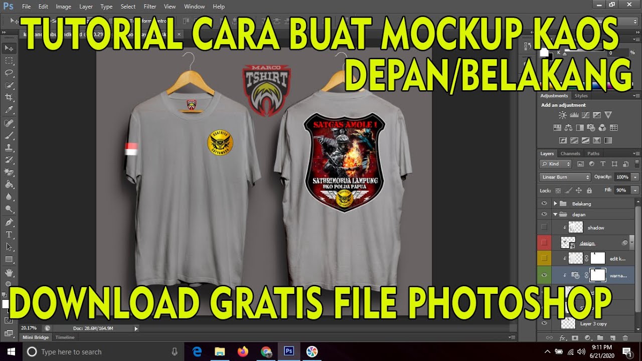 Download TUTORIAL CARA DESIGN MOCKUP kaos depan belakang-PHOTOSHOP - YouTube