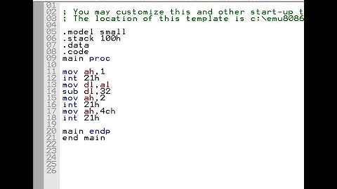 small letter to capital letter converter assembly language EMU8086