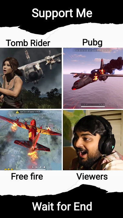 Plane Crash In Tomb raider vs Pubg vs Free fire #pubg #freefire #pubgmobile #funny