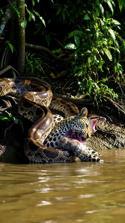 Leopard can not move python wrapped around #shorts #zoo #snake # ...
