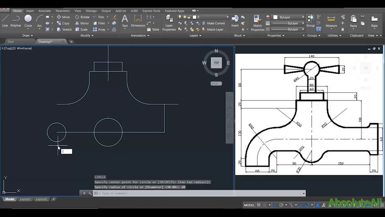 2D AutoCAD Practice Drawing I Tap drawing - YouTube