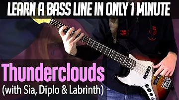 LSD - Thunderclouds /// Bass Tutorial in only 1 minute [Play Along Tabs]
