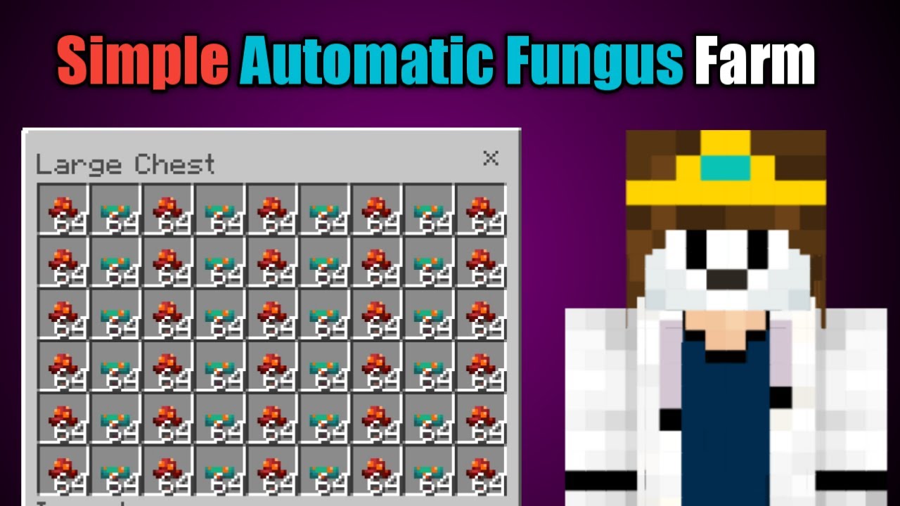 Simple Automatic Fungus Farm in Minecraft 1.19 , Crimson fungus farm