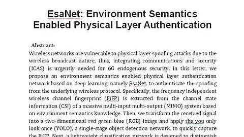 EsaNet Environment Semantics Enabled Physical Layer Authentication