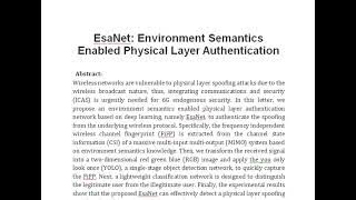 EsaNet Environment Semantics Enabled Physical Layer Authentication