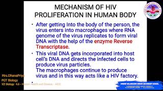 SVSSS XII - Biology -  4.6 -  Human Health and Disease - AIDS