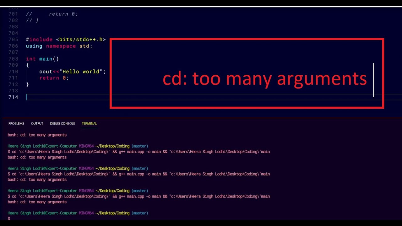 Bash Too Many Arguments