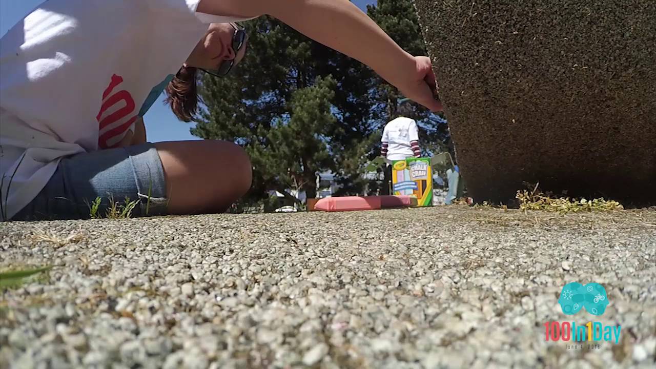 Chalking the 100 Statue - 100In1Day Vancouver