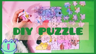 صنع لعبة التركيب بازل 🧩 🌱 diy jigsaw puzzle ✨