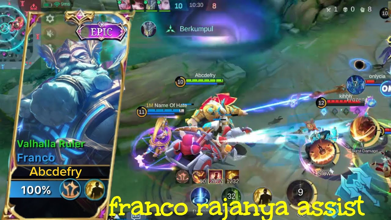 FRANCO RAJANYA ASSIST! Sekali Hook Auto Mati 😱 Kembali MVP di Mobile Legends!