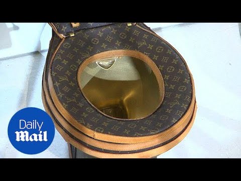 Artist revamps a toilet seat with Louis Vuitton bags that costed