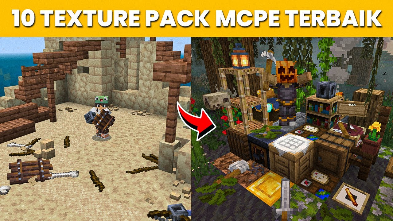 10 TEXTURE PACK MCPE MEMPERMUDAH SURVIVAL MINECRAFT | 1.20/1.21 - YouTube