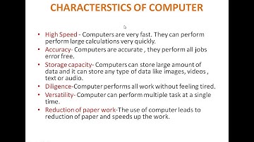 class 5th characteristics and limitations of computer