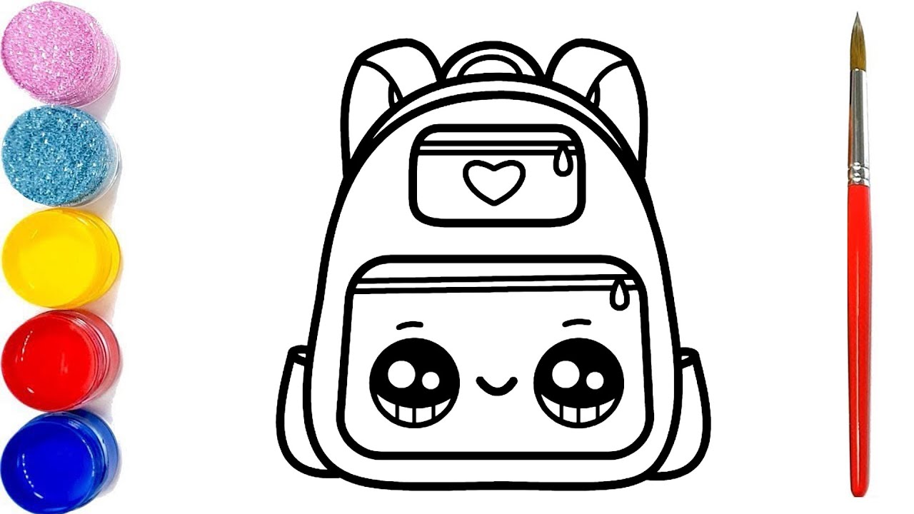 Vẽ Tranh Cặp Sách Siêu Dễ Thương Và Tô Màu Kim Tuyến 💖 How To Draw Cute  School Bag 💖 - Youtube