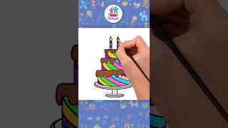Wie zeichnet man einen Geburtstagskuchen 🎂 | @HooplaKidzDeutsch #shorts #zeichnenfürkinder