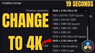 DaVinci Resolve: How to Change Timeline Resolution to 4K (Fast Tutorial)