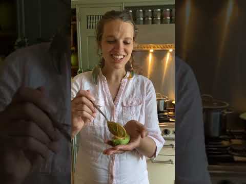 Making Sweet Avocado Eggs with Mango Filling