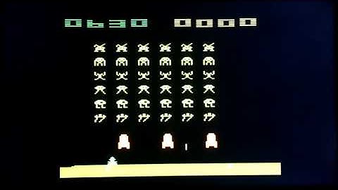 Space Invaders for the Atari 2600 - running via RetroBoot on a PlayStation Classic.