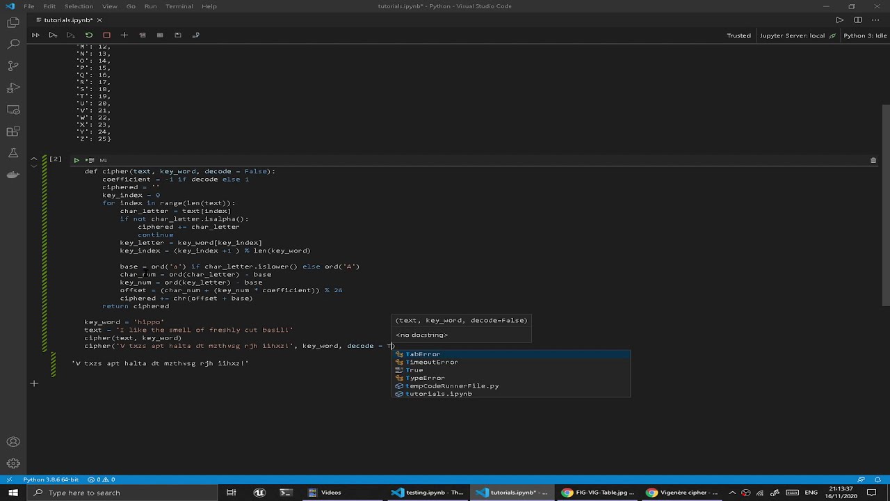 A python implementation for the Vigenère cipher - YouTube