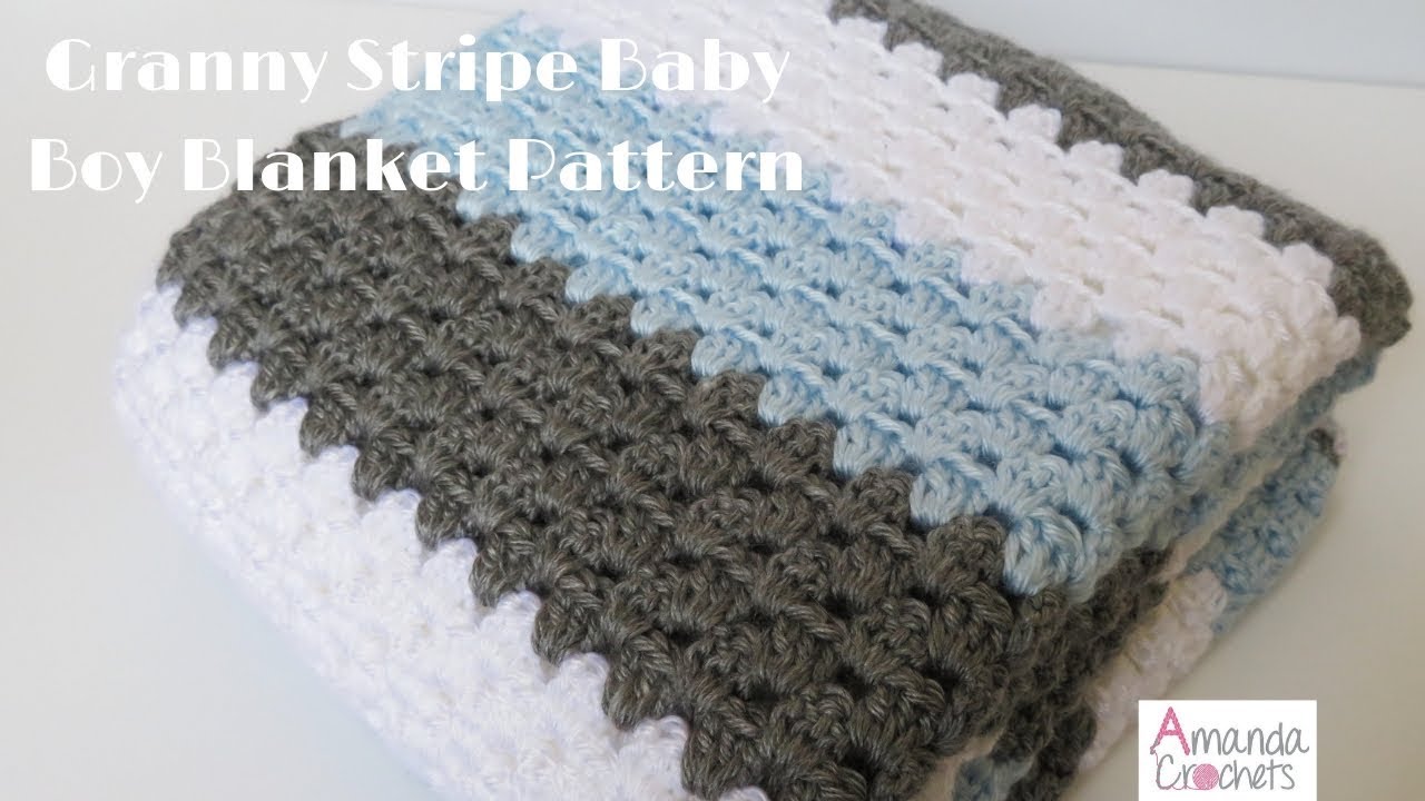 Granny Stripe Baby Boy Blanket Easy Crochet Blanket Tutorial YouTube