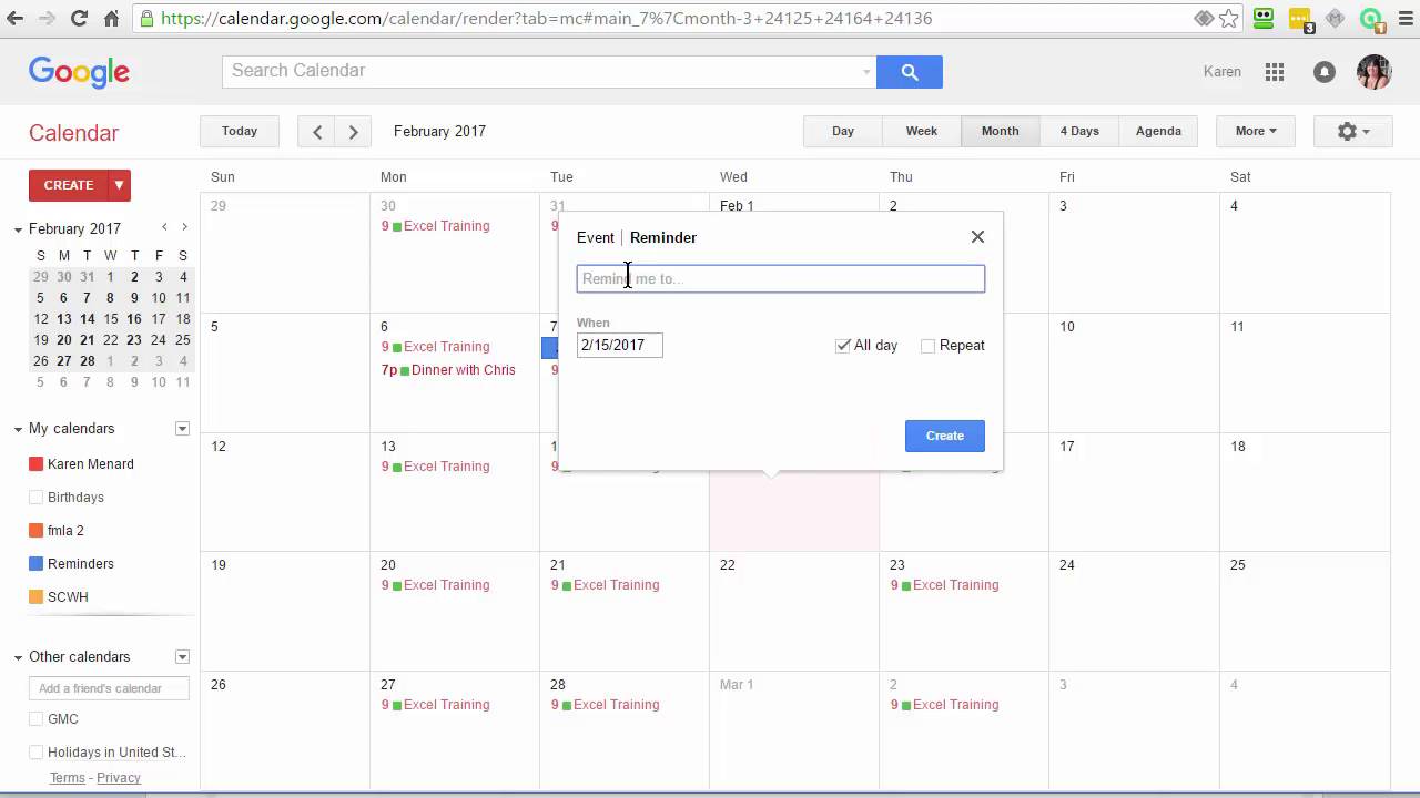 Add Reminders to Google Calendar Desktop by Chris Menard YouTube