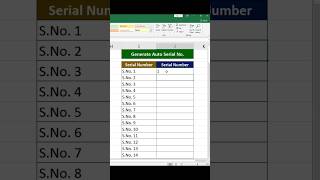 Generate Auto Serial Number in Excel| Amazing Tips #shorts #excel @tausifeduworld