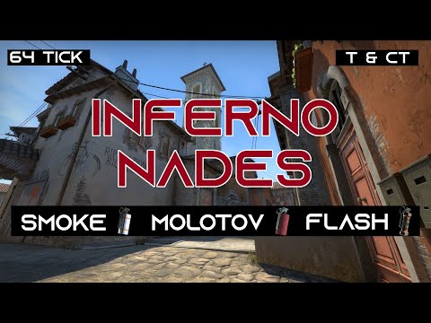 INFERNO NADES [64 tick] - Tu0026CT Smokes, Molotovs, Popflashes 2020 (with call-outs and timestamps)