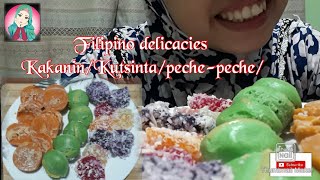 Mukbang/Asmr Filipino native Delicacies/kutsinta/Peche-peche/puto cheese/steamed rice