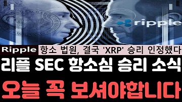 리플전망 리플 SEC 항소심 결국 XRP 승리로 결정됐다 XRP폭등랠리 시작하나 오늘 영상은 꼭 보셔야합니다 리플전망 리플호재 리플급등 리플코인 리플소송 리플시세