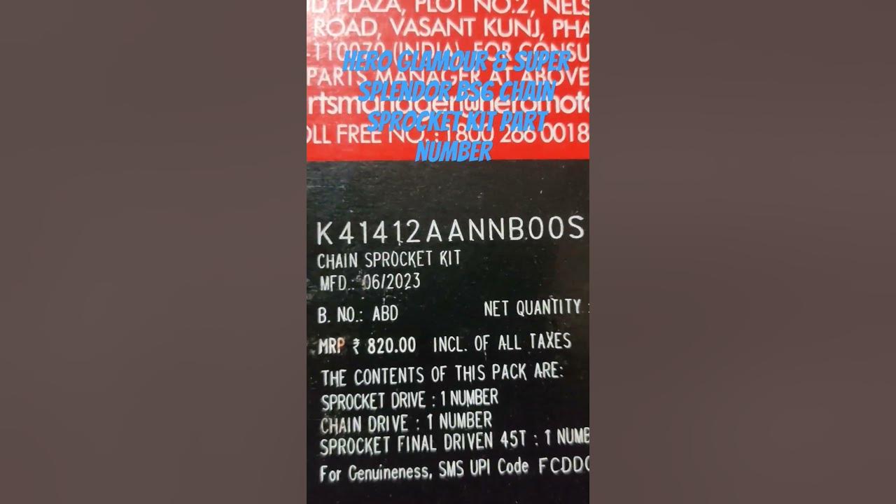 Hero Glamour bs6 /Super Splendor BS6 Chain sprocket kit part number 