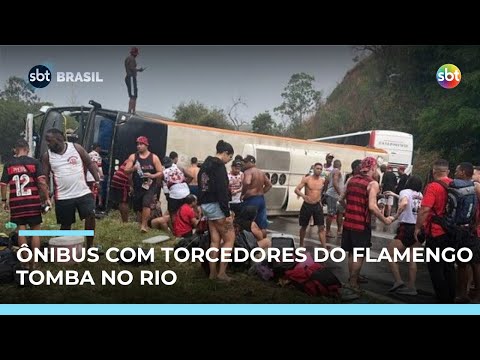 Video onibus-com-torcedores-do-flamengo-tomba-em-barra-mansa-no-rio-sbt-brasil