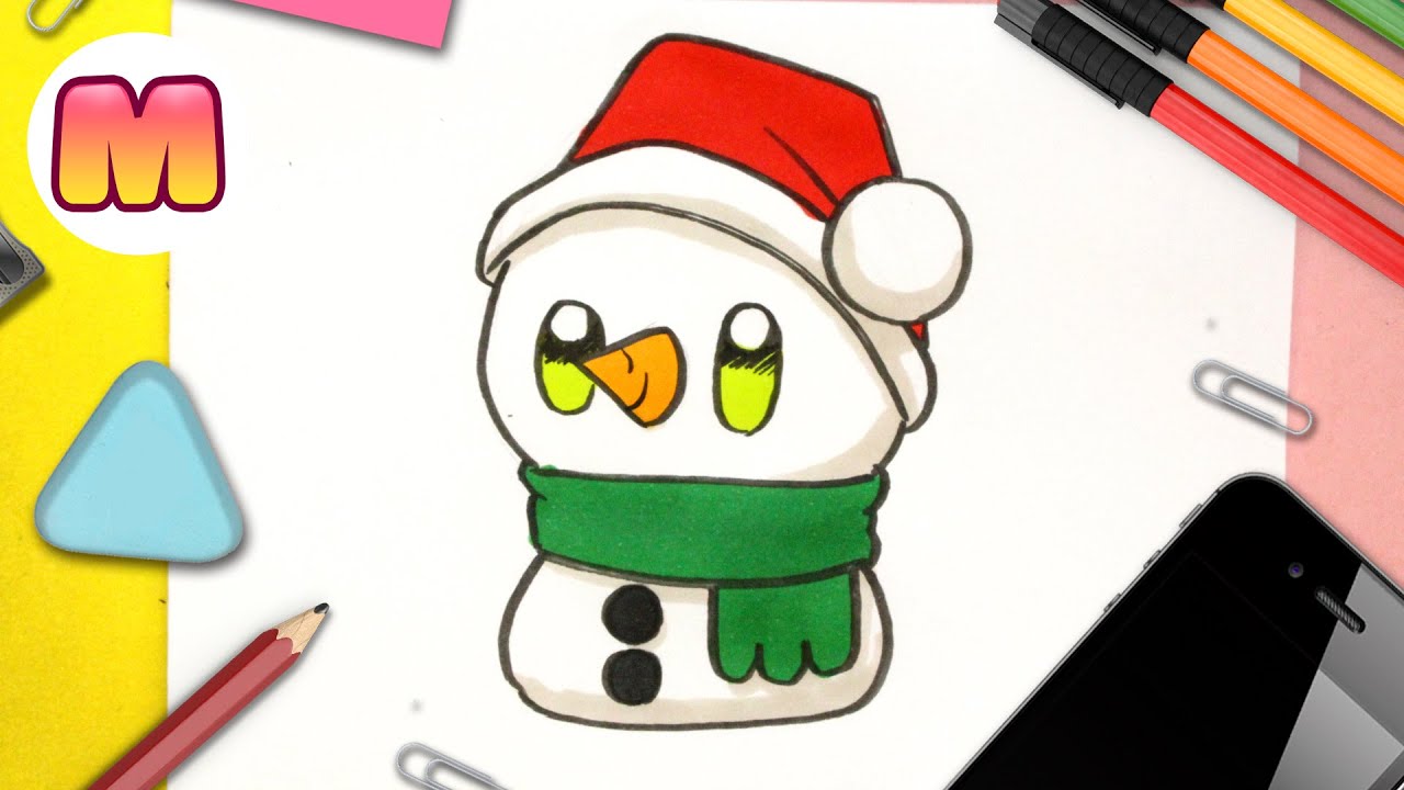 COMO DIBUJAR UN MUÑECO DE NIEVE KAWAII ❤️ Dibujos de navidad fáciles ❤️  Dibuja de una manera fácil - thptnganamst.edu.vn