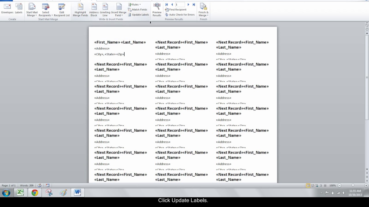 how to create multiple address labels in word