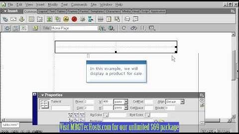 [MRGTecHelp.com DreamWeaver Tutorial Series] Creating tables in DreamWeaver MX