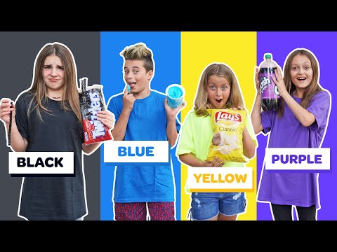 Last to STOP Eating Their COLOR Food WINS $10,000 Challenge *BAD IDEA* 🖤💙💛💜| Piper Rockelle