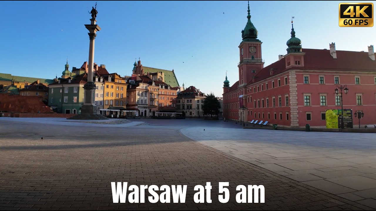 Warsaw Old Town at Sunrise | Silent Walking Tour at 5AM [4K]